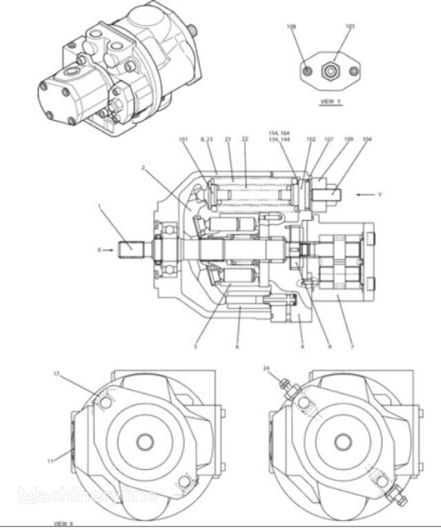 hydraulické čerpadlo Case PH10V00008F1 PH10V00008F1 pro minibagru New Holland E50SR EH50.B
